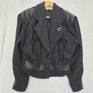 Otello Pelle Women Rare Vintage Biker Punk Rock Edgy Tweed & Leather Jacket 9/10